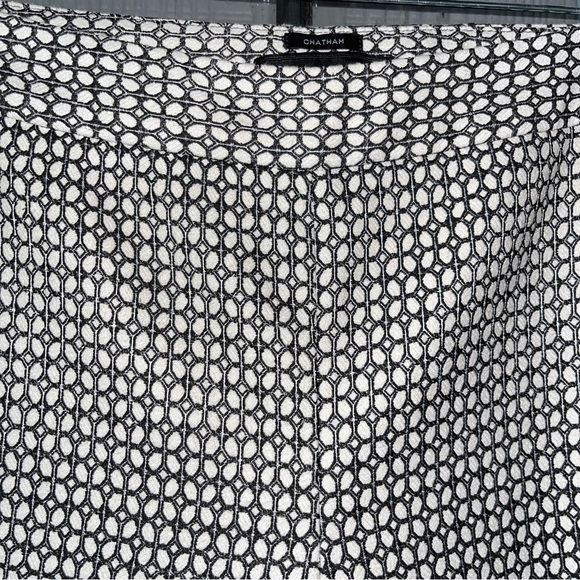 Talbots Chatham style pants, cream & black print, zipper on side, back pockets - Picture 4 of 13